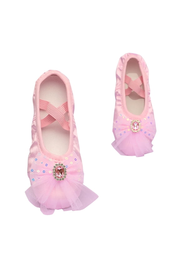 Girls Dance Shoes, Performance 2025 Gymnastics Soft Sole Ballet Shoes Flats Pink Size 14