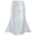 thumbnail image 1 of Cethrio Girls Dance Skirts, Fashion Party Elastic Waist A-line Midi Skirts Silver Size 14-16, 1 of 5