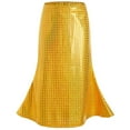thumbnail image 1 of Cethrio Girls Dance Skirts Size 10-12, Party Fashion A-line Elastic Waist Midi Skirts Gold, 1 of 5
