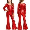 thumbnail image 1 of Cethrio Girls Dancewear Outfit Sets, One-piece Fashion Long Sleeve Party Girls' Clothing Sets Red Size 12-13T, 1 of 5
