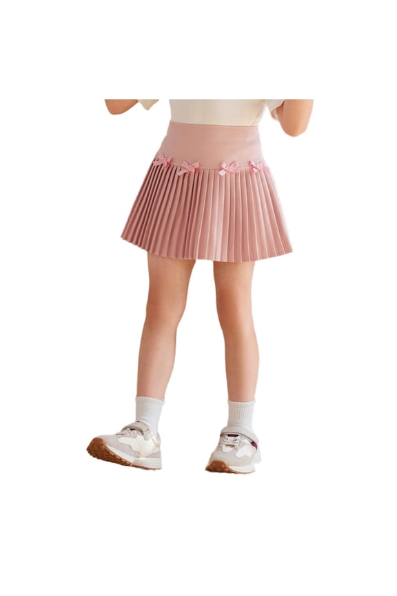 Girls Dancing Skirts, A-line School Uniform Elastic Waist Casual Mini Skirts Pink Size 3-4 T