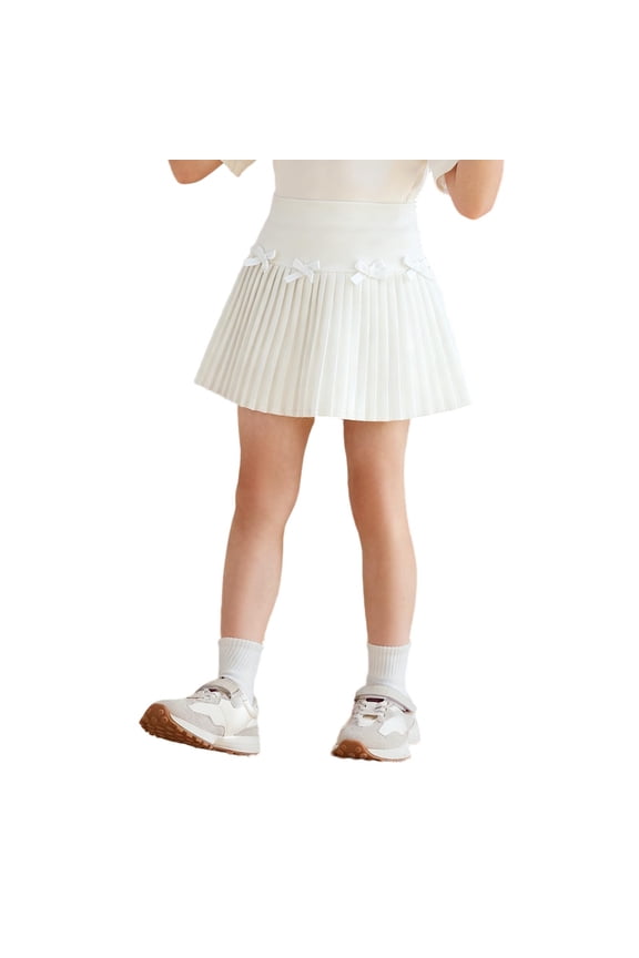 Girls Dancing Skirts, A-line School Uniform Elastic Waist Casual Mini Skirts White Size 3-4 T