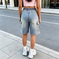 thumbnail image 1 of Cethrio Girls Denim Shorts 2026, Summer School Elastic Waist Stretchy Jean Shorts Blue Size 6, 1 of 8