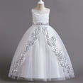 thumbnail image 1 of Wavsuf Girls Dresses Special Occasion Formal Crew Neck Nets Sequins Tulle Sleeveless White Princess Dress Size 8-9 Years, 1 of 9