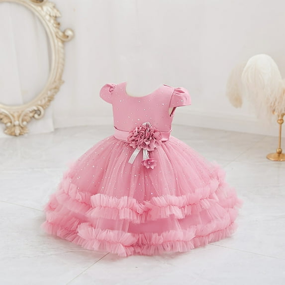Wavsuf Girls Dresses Special Occasion Formal Evening Gown Hot Pink Princess Dress Size 18M