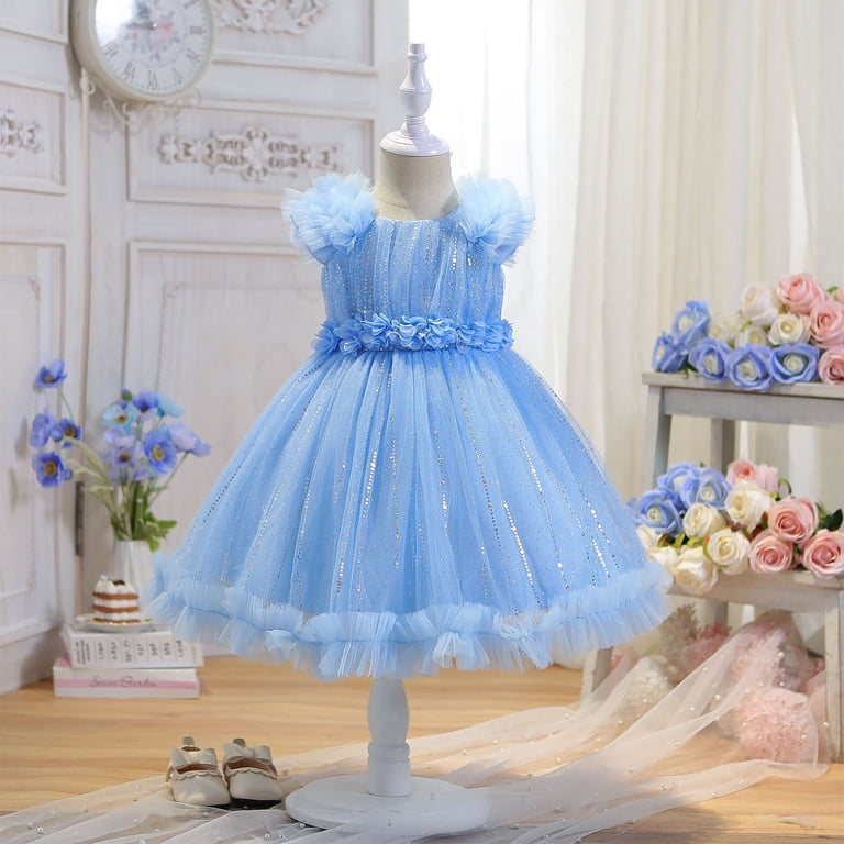 baby girl blue dresses special occasion Cethrio Girls Formal Sleeveless Princess Dress Size 6M LE Beaded Black Homecoming Dresses A picture Size:7 Wide