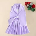 thumbnail image 1 of Cethrio Girls Dresses T-shirt + Skirt + V-est Three-piece Summer Purple Skirt Set Size 4Y, 1 of 5