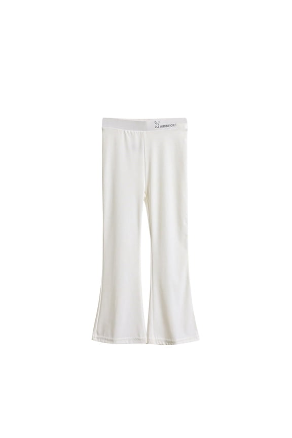Girls Flare Leggings, Gifts Stretch Elastic Waist Dancing Tight Pants White Size 7-8