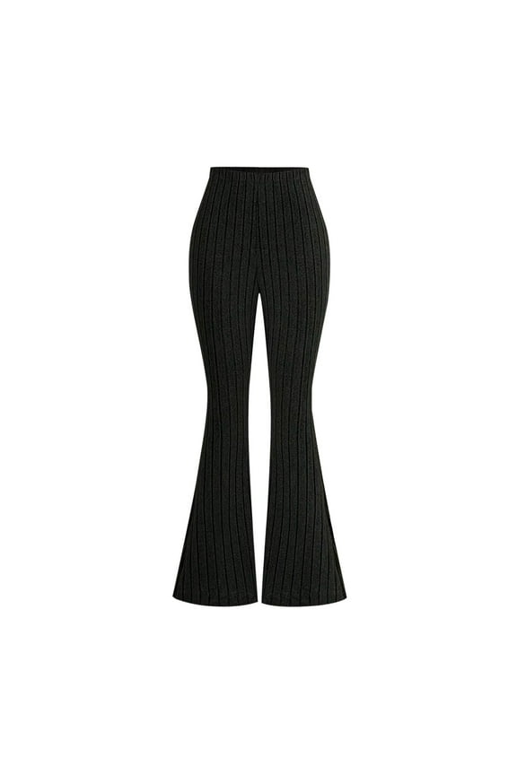 Girls Flare Leggings, Knit Stretch Elastic Waist Casual Dance Pants Black Size 10-12