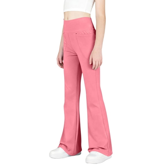 Cethrio Girls Flare Pants, High-waisted Yoga Stretchy Casual Dancing Pants Pink Size 8