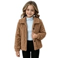 thumbnail image 1 of Cethrio Girls Fleece Jacket, Long Sleeve Button Front Warm Collared Winter Outerwear Size 13-14 Years Khaki, 1 of 6