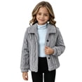 thumbnail image 1 of Cethrio Girls Fleece Jacket, Long Sleeve Warm Collared Button Front Winter Outerwear Size 11-12 Years Gray, 1 of 6