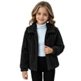 thumbnail image 1 of Cethrio Girls Fleece Jacket, Long Sleeve Warm Collared Button Front Winter Outerwear Size 13-14 Years Black, 1 of 6