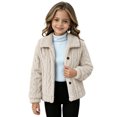 thumbnail image 1 of Cethrio Girls Fleece Jacket, Warm Collared Long Sleeve Button Front Winter Outerwear Size 5-6 Years Beige, 1 of 6
