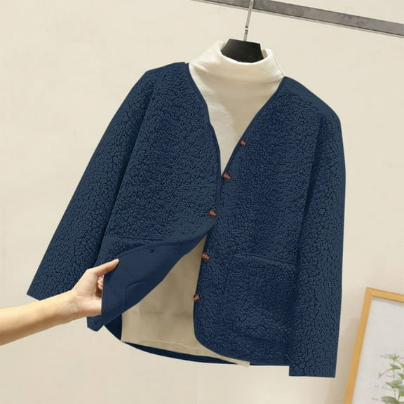 Cethrio Girls Fleece Jackets, Warm Casual Lightweight Long Sleeve Winter Outerwear with Pockets Blue Size 5T