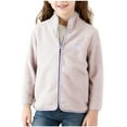 thumbnail image 1 of Cethrio Girls Fleece Jackets, Zip up Long Sleeve Warm Lightweight Fall Winter Outerwear Beige Size 3-4 T, 1 of 8