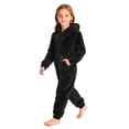 thumbnail image 1 of Cethrio Girls Fleece One-piece Pajamas, Long Sleeve Full Zip Warm Hooded Winter Loungewear Jumpsuit Size 13-14 Years Black, 1 of 5