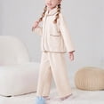 thumbnail image 1 of Cethrio Girls Fleece Pajama Sets, Button Down Collar Fall Winter Comfy Warm Girls' Sleepwear Yellow Size 10, 1 of 6