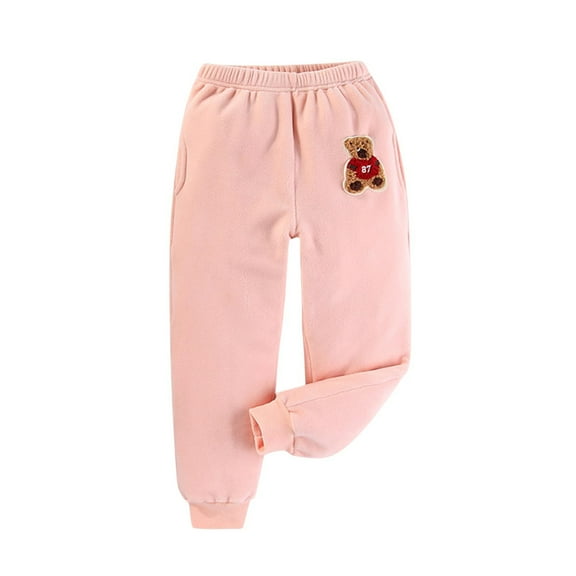 Cethrio Girls Fleece Sweatpants, Casual Elastic Waist Thermal Soft Winter Joggers Pink Size 6