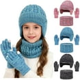 thumbnail image 1 of Cethrio Girls Hats, Scarves & Gloves Sets, Knitted Winter Windproof Soft Beanies, Neck Gaiters & Gloves Blue Size 2-18 T, 1 of 7
