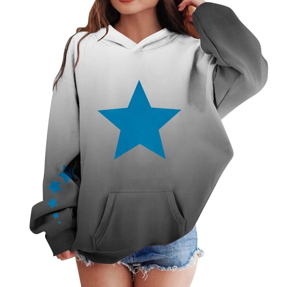Cethrio Girls Hooded Sweatshirts, Casual Pullover Long Sleeve Warm Fall Winter Tops Black Size 10-12