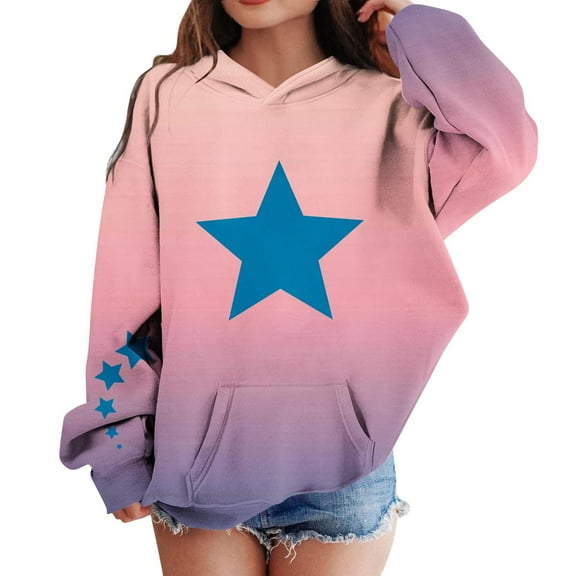 Cethrio Girls Hooded Sweatshirts, Warm Casual Long Sleeve Pullover Fall Winter Tops Pink Size 10-12