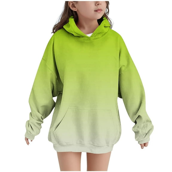 Cethrio Girls Hoodies, Pullover Loose Fit Thermal Gradient Print Girls Sweatshirts Mint Green Size 10-12
