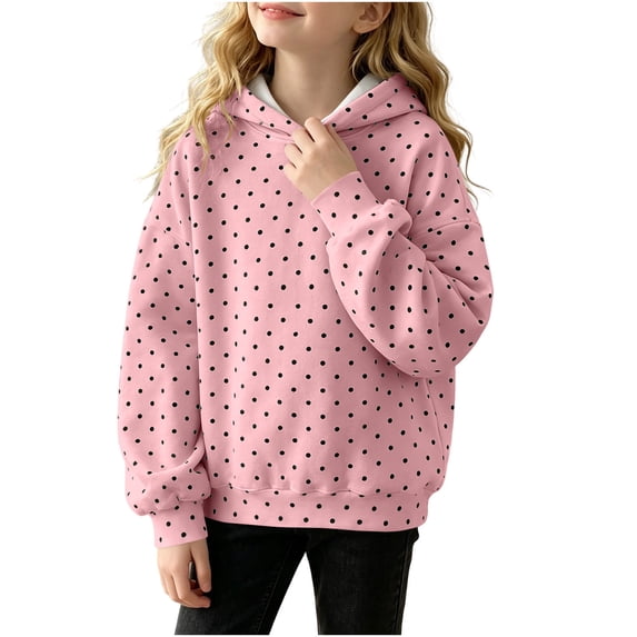 Cethrio Girls Hoodies Size 14-16, Long Sleeve Casual Pullover Printed Hooded Sweatshirts Pink