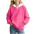 thumbnail image 1 of Cethrio Girls Hoodies with Pockets, Casual Long Sleeve Loose 2025 Pullover Sweatshirts Hot Pink Size 10-12, 1 of 7
