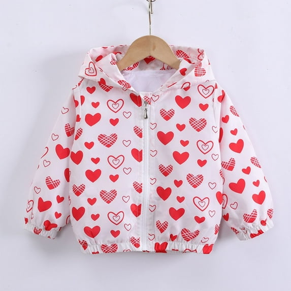 Cethrio Girls Jackets, Hooded Zip up Lightweight Windbreaker Kids Outerwear Red Size 8-9T