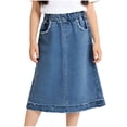 thumbnail image 1 of Cethrio Girls Jean Skirts, Summer Casual Elastic Waist A-Line Denim Skirts Midi Skirts Blue Size 4-5T, 1 of 8