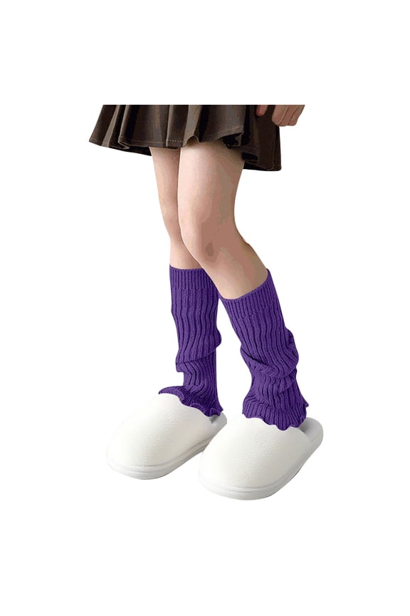 Girls Knee-High Socks, Princesses Stretch Knitted Thermal Winter Socks Purple Size 5-16T