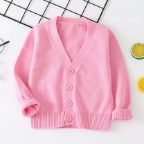 Cethrio Girls Knit Cardigans, Buttons Casual Solid Color Long Sleeve Girls Sweaters Pink Size 7-8