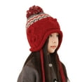 thumbnail image 1 of Cethrio Girls Knit Hats with Ear Flaps, Windproof Soft Winter Warm Beanies for Girl Red Size 4-10T, 1 of 4