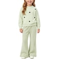 thumbnail image 1 of Cethrio Girls Knitted Outfit Sets, 2 Piece Long Sleeve Crewneck Fall Girls' Clothing Sets Green Size 2-3T, 1 of 5
