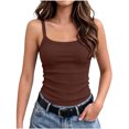 thumbnail image 1 of Cethrio Girls Knitted Tank Tops, Slim Fit Sleeveless Summer Spaghetti Strap Girls Camisole Coffee Size 5-6T, 1 of 4