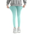 thumbnail image 1 of Cethrio Girls Leggings, Solid Color Skinny Stretch Elastic Waist Kids Bottoms Light Blue Size 8-9T, 1 of 7
