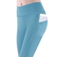 thumbnail image 1 of Cethrio Girls Leggings, Stretchy Athletic High-waisted Casual Yoga Pants with Pockets Light Blue Size 6, 1 of 7