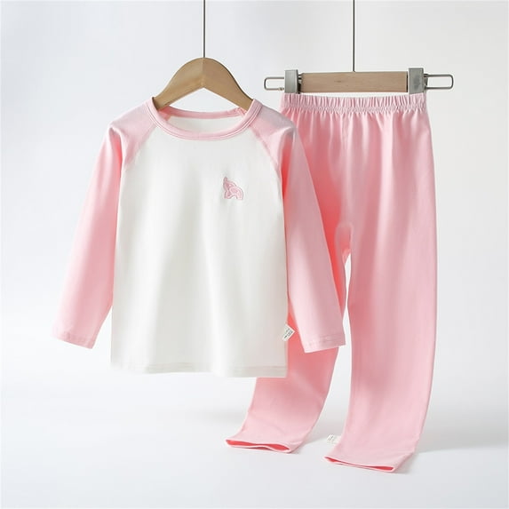 Cethrio Girls Long Sleeve Pajama Sets, Soft Comfy 2 Piece Girls' Sleepwear Pink Size 9-10 T