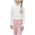 thumbnail image 1 of Cethrio Girls Long Sleeve Tops, Casual Fall Winter Soft Half Turtleneck Thermal Undershirts White Size 14-16, 1 of 6