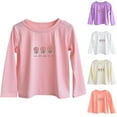 thumbnail image 1 of Cethrio Girls' Long Sleeve Tops, Crewneck Graphic Cotton Casual Girls Clothing Pink Size 6, 1 of 6