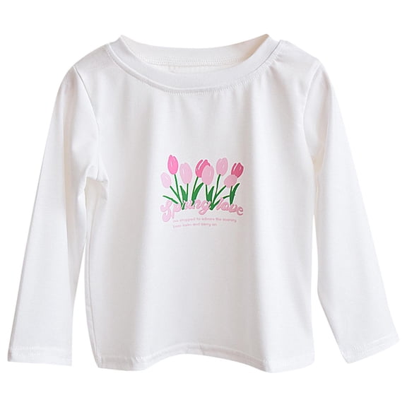 Cethrio Girls' Long Sleeve Tops, Graphic Casual Cotton Crewneck Fall Clothing White Size 10-12