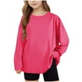 thumbnail image 1 of Cethrio Girls Long Sleeve Tops, Pullover Crewneck Loose Fit Casual Spring Blouses Hot Pink Size 14-16, 1 of 7