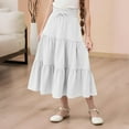 thumbnail image 1 of Cethrio Girls Midi Skirts, Casual Elastic Waist Below the Knee Summer Dancing Skirts White Size 8, 1 of 7