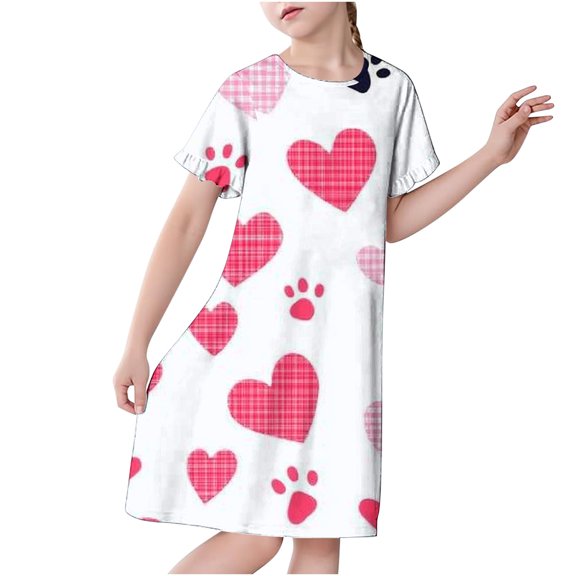 Cethrio Girls Nightgowns, Soft 2025 Summer Short Sleeve Sleep Dresses Multicolor Size 10-12 T