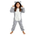 thumbnail image 1 of Cethrio Girls One Piece Pajamas, Fleece Long Sleeve Zip up Warm Winter Sleepwear Gray Size 7-8 T, 1 of 5