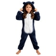 thumbnail image 1 of Cethrio Girls One Piece Pajamas, Fleece Zip up Warm Long Sleeve Winter Sleepwear Navy Size 6, 1 of 5