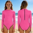 thumbnail image 1 of Cethrio Girls' One Piece Swimsuits, Beach Vacation Long Sleeve Surfing Kids Bathing Suit Hot Pink Size 10-12, 1 of 6