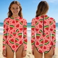 thumbnail image 1 of Cethrio Girls' One Piece Swimwear, Long Sleeve Surfing Beach Fashion Kids Bathing Suit Multicolor Size 10-12, 1 of 6