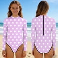 thumbnail image 1 of Cethrio Girls' One Piece Swimwear, Surfing Summer Beach Long Sleeve Kids Bathing Suit Purple Size 9-10T, 1 of 6